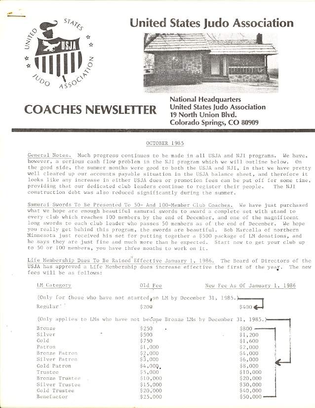10/85 USJA Coach Newsletter